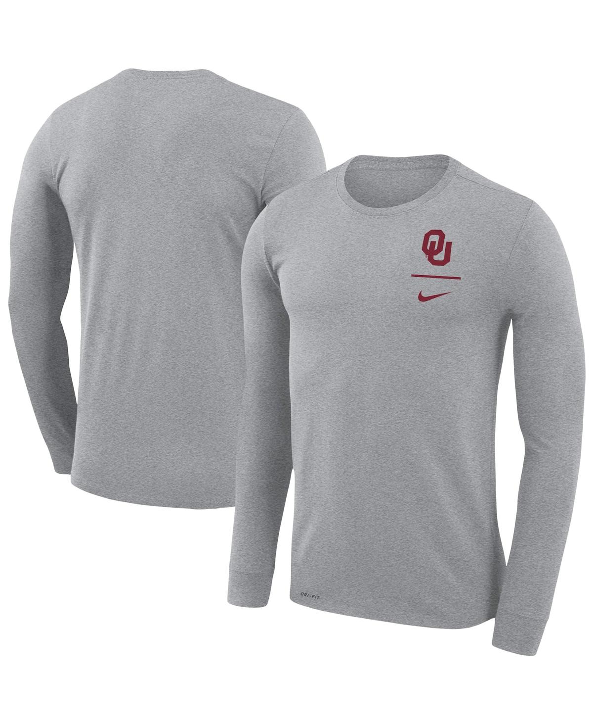 Men's Nike Gray Oklahoma Sooners Logo Stack Legend Performance Long Sleeve T-shirt