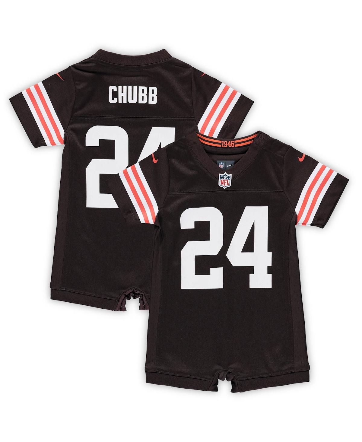 Infant Boys and Girls Nike Nick Chubb Brown Cleveland Browns Game Romper Jersey