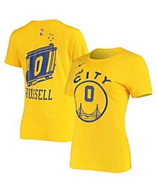 Women's D'Angelo Russell Gold Golden State Warriors Hardwood Classics Name and Number Performance T-shirt