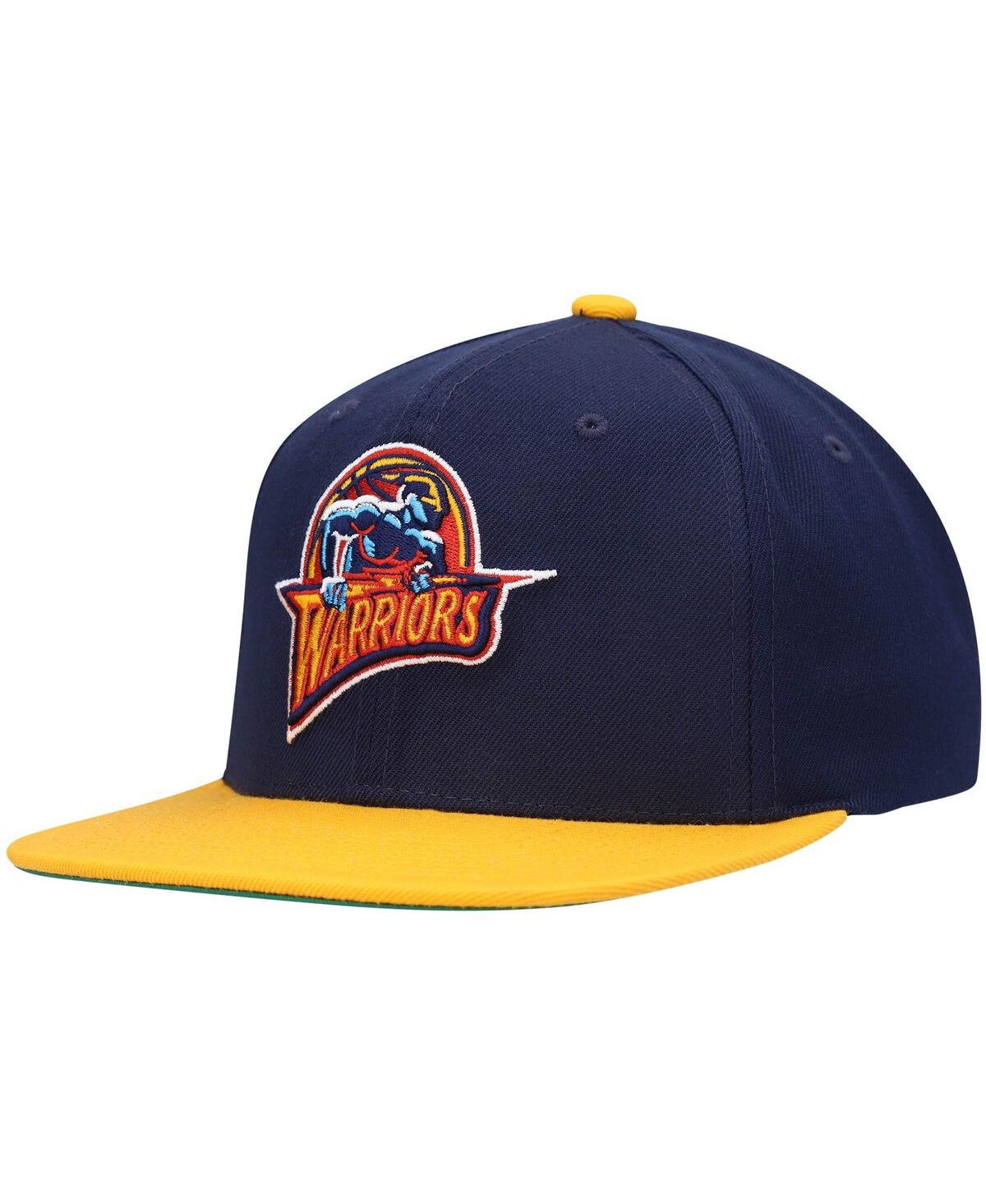 Shop Mitchell & Ness Men's  Navy, Gold Golden State Warriors Hardwood Classics Team Two-tone 2.0 Snapback  In Navy,gold