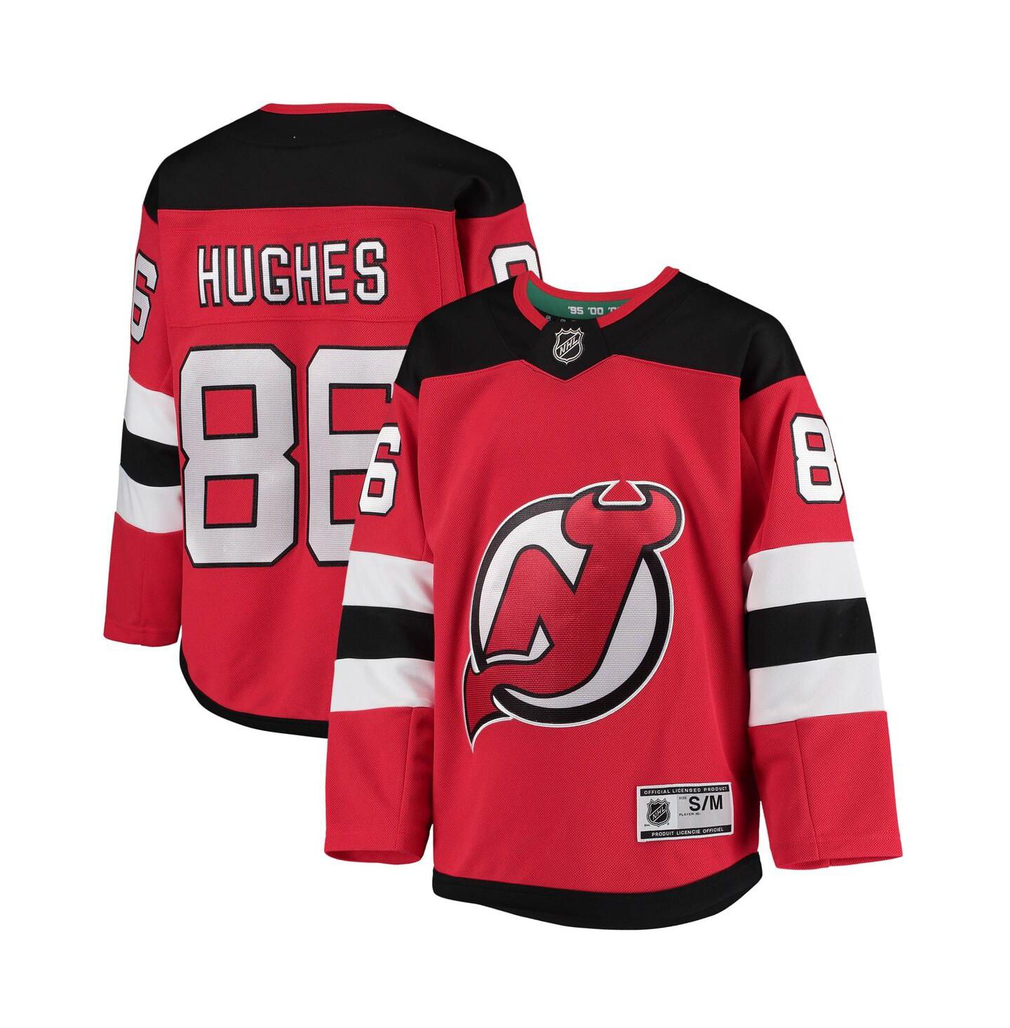Топ Outerstuff Jack Hughes Red New Jersey Devils Home Premier Player Jersey для мальчиков — фото 2