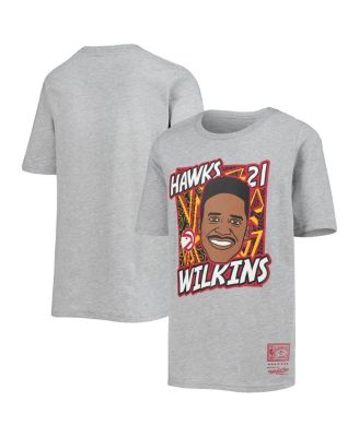 Big Boys Dominique Wilkins Heathered Gray Atlanta Hawks Hardwood Classics King of the Court Player T-shirt