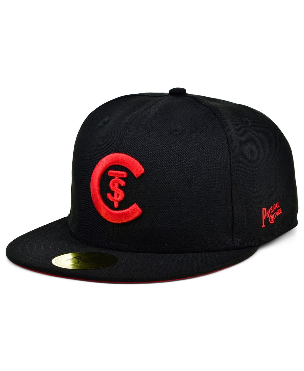 Shop Physical Culture Men's  Black St. Christopher Club Black Fives Fitted Hat