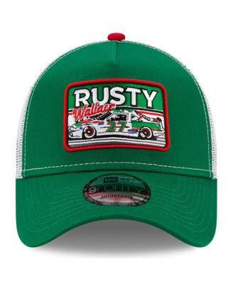 Men's Green, White Rusty Wallace Legends 9Forty A-Frame Adjustable Trucker Hat