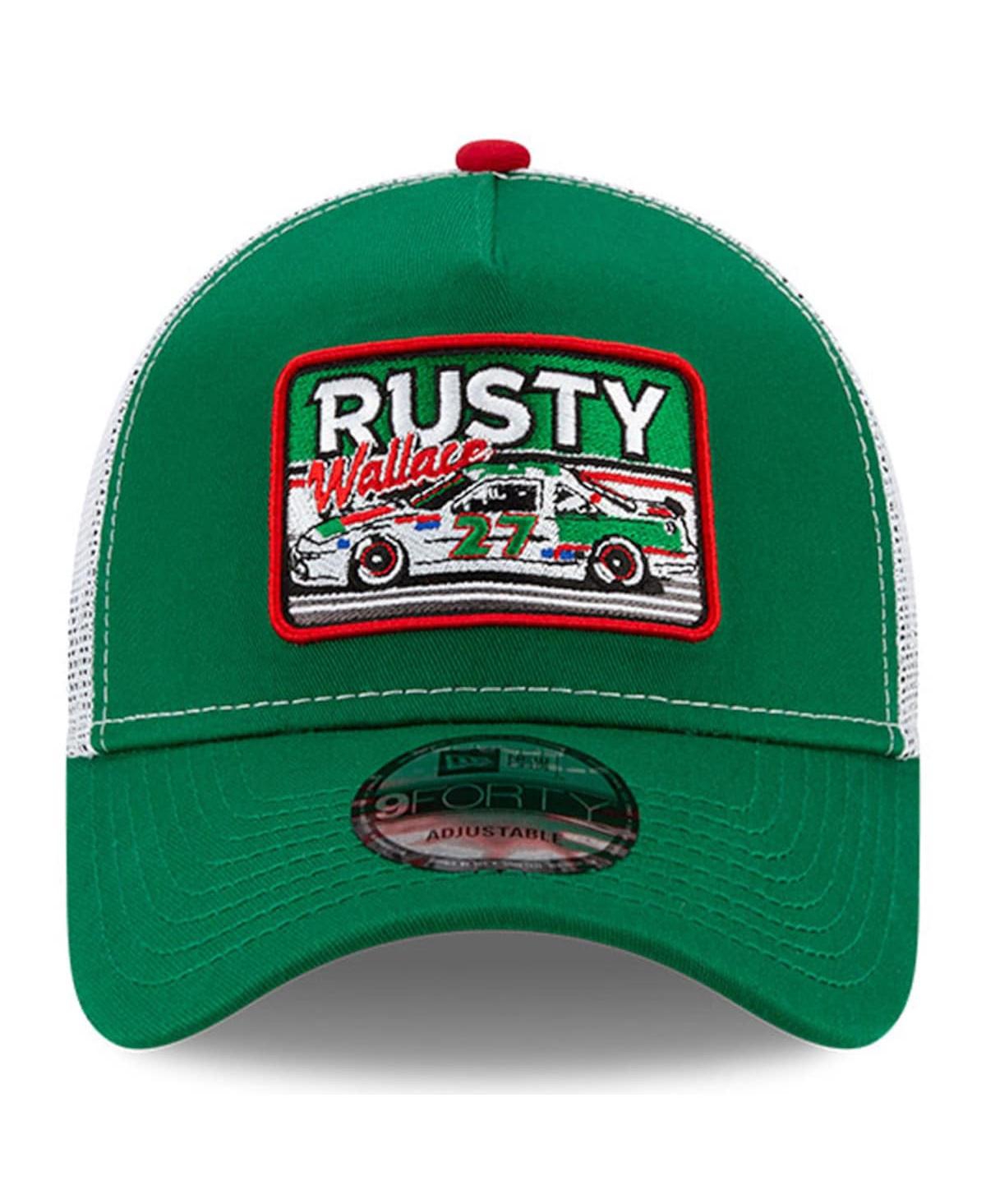 Shop New Era Men's  Green, White Rusty Wallace Legends 9forty A-frame Adjustable Trucker Hat In Green,white