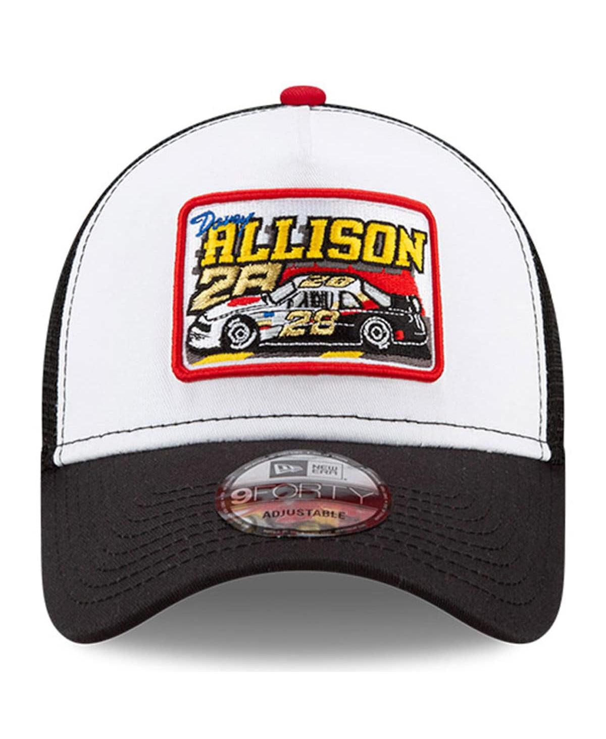 New Era Men's  White, Black Davey Allison Legends 9forty A-frame Adjustable Trucker Hat In White,black