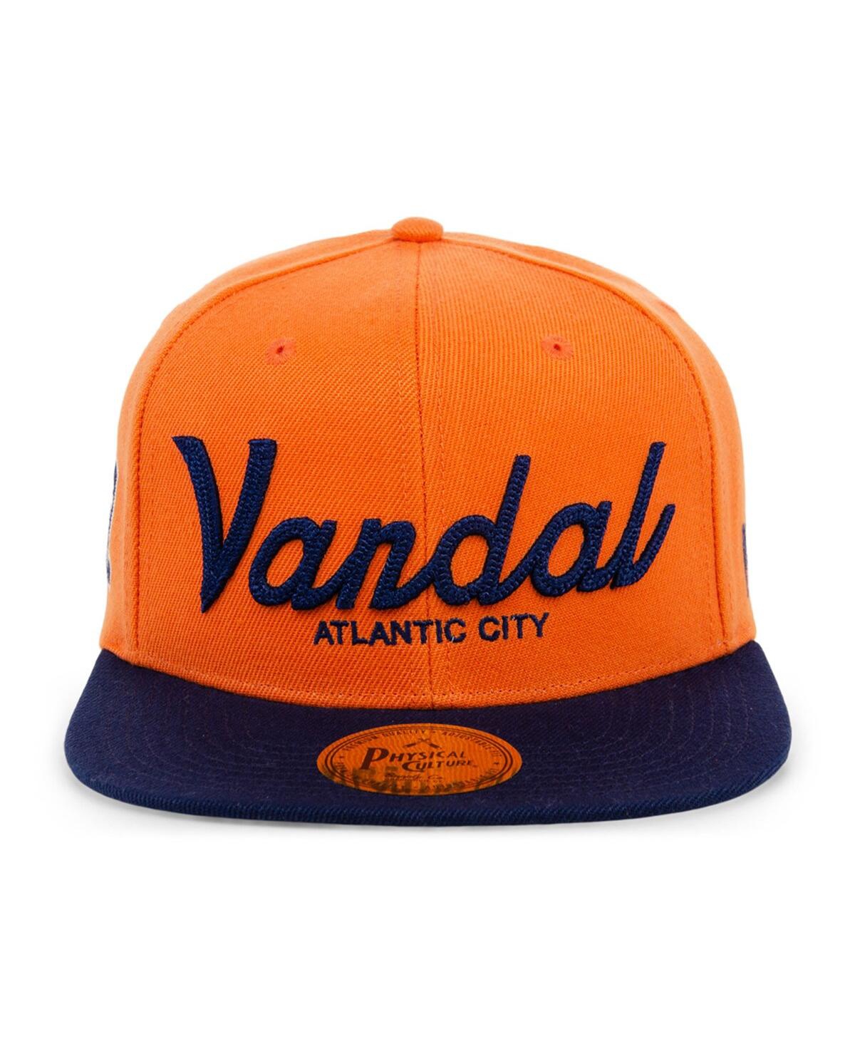 Shop Physical Culture Men's  Orange Vandal Athletic Club Black Fives Snapback Adjustable Hat