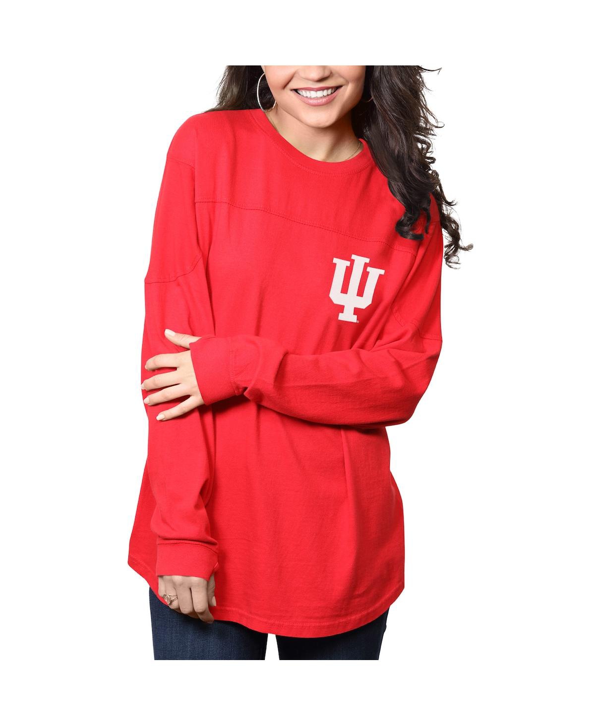 Shop Pressbox Women's  Crimson Indiana Hoosiers The Big Shirt Oversized Long Sleeve T-shirt