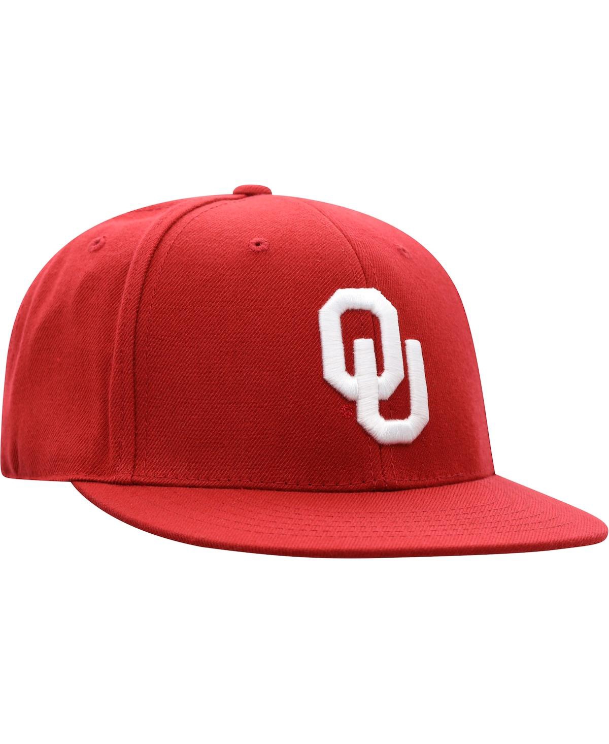 Shop Top Of The World Men's  Crimson Oklahoma Sooners Team Color Fitted Hat