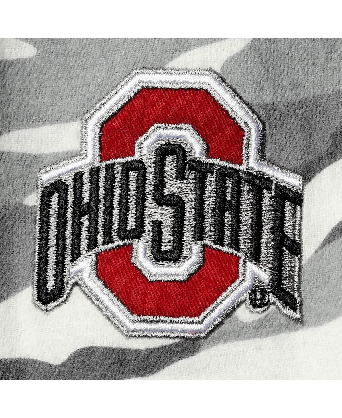 Shop The Wild Collective Women's  Gray Ohio State Buckeyes Camo Flannel Button-up Long Sleeve Shirt