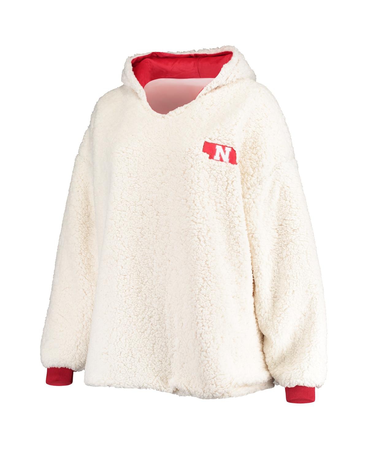 Shop Foco Men's Scarlet And White Nebraska Huskers Sherpa Big Logo Gradient Reversible Hoodeez In Scarlet,white