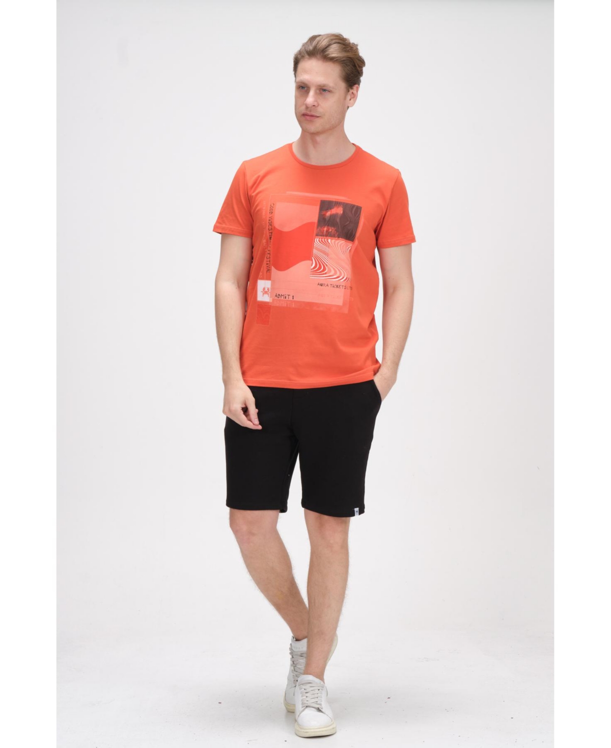 Ron Tomson Men's Modern Print Fitted Admission T-shirt