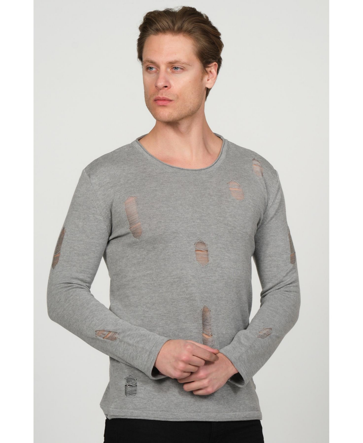 Ron Tomson Men's Modern Distorted Sweater In Gray