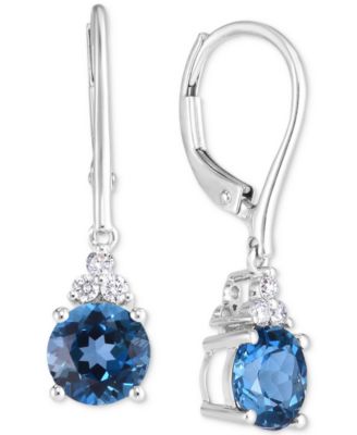 Macy's - Amethyst (2-1/4 ct. t.w.) & Diamond (1/8 ct. t.w.) Leverback Drop Earrings in 14k Gold (Also in Garnet & Blue Topaz)