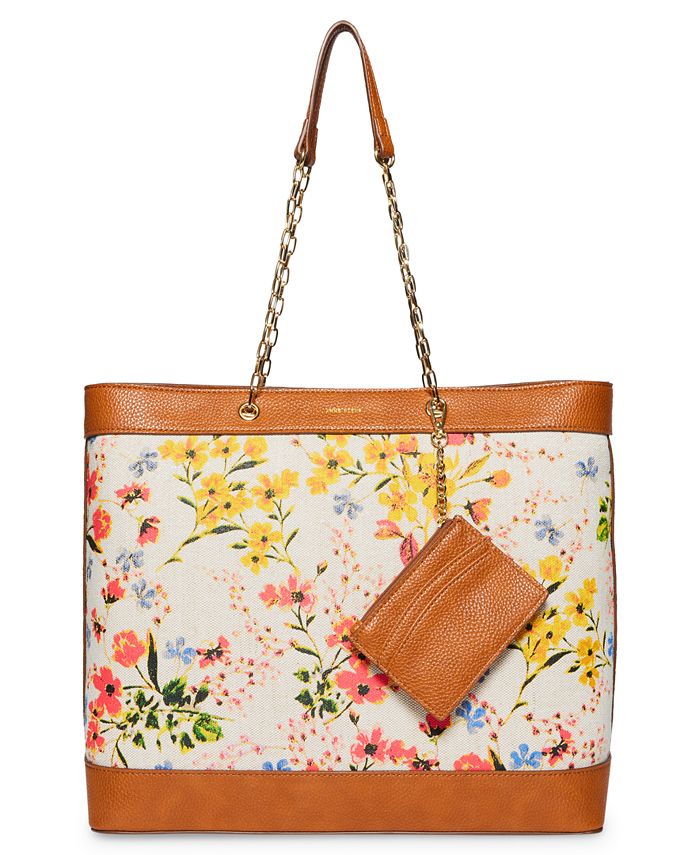 Anne Klein Women s Floral Canvas Chain Tote Bag Macy s