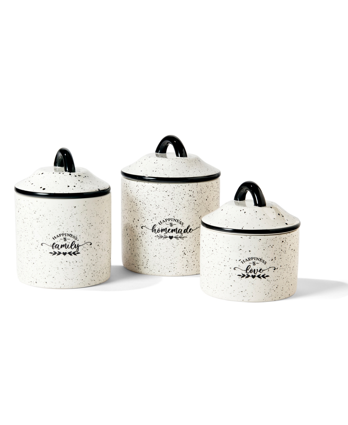 Jay Imports Home Made Happiness 3 Piece Canister Set In White