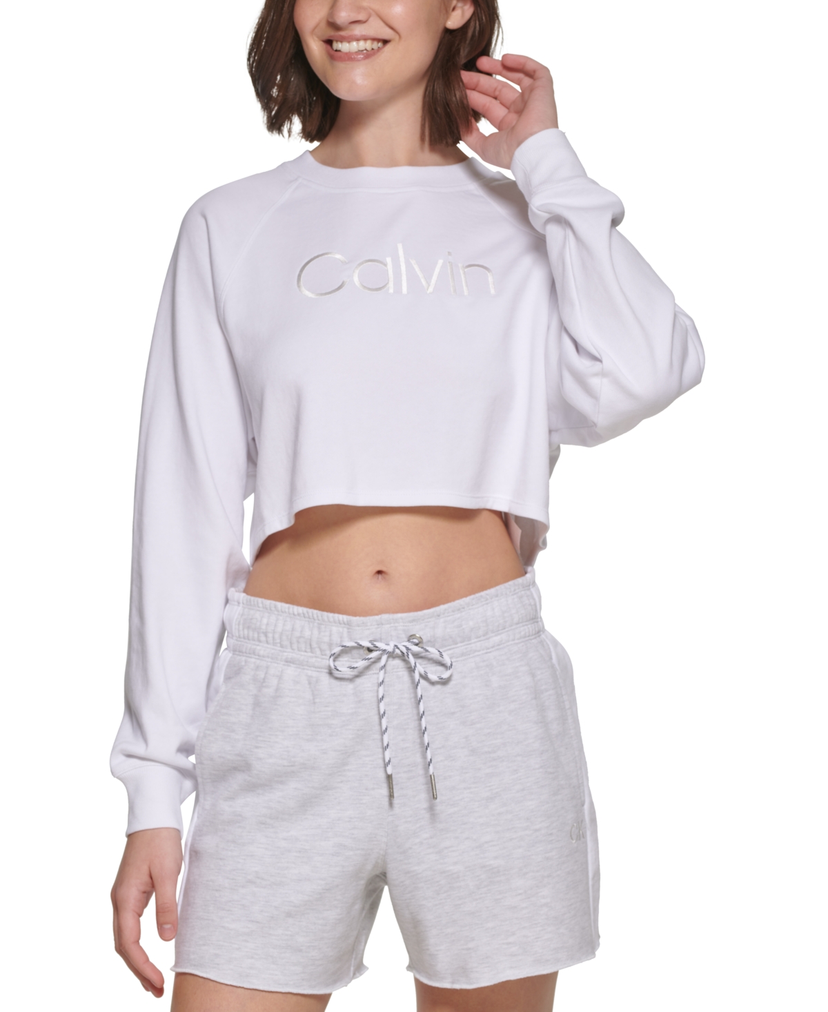 Calvin Klein Performance Women's Embroidered Logo Cropped Sweatshirt
