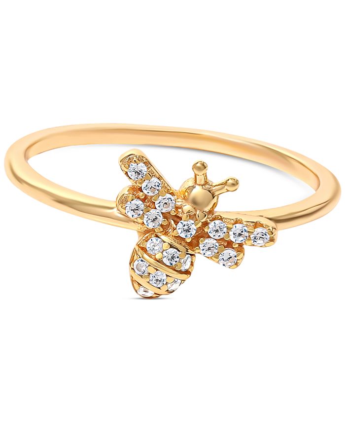 Giani Bernini Cubic Zirconia Bee Ring in 18k Gold-Plated Sterling ...