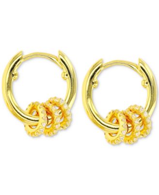 Macy's - Cubic Zirconia Rondelle Small Huggie Hoop Earrings in Sterling Silver, 0.61"
