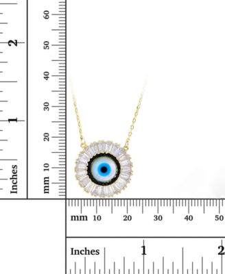Cubic Zirconia & Enamel Evil Eye Pendant Necklace in 14k Gold-Plated Sterling Silver, 16" + 1" extender