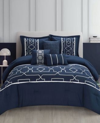 Stratford Park Aisleen 6 Piece Comforter Set Collection Bedding In Navy