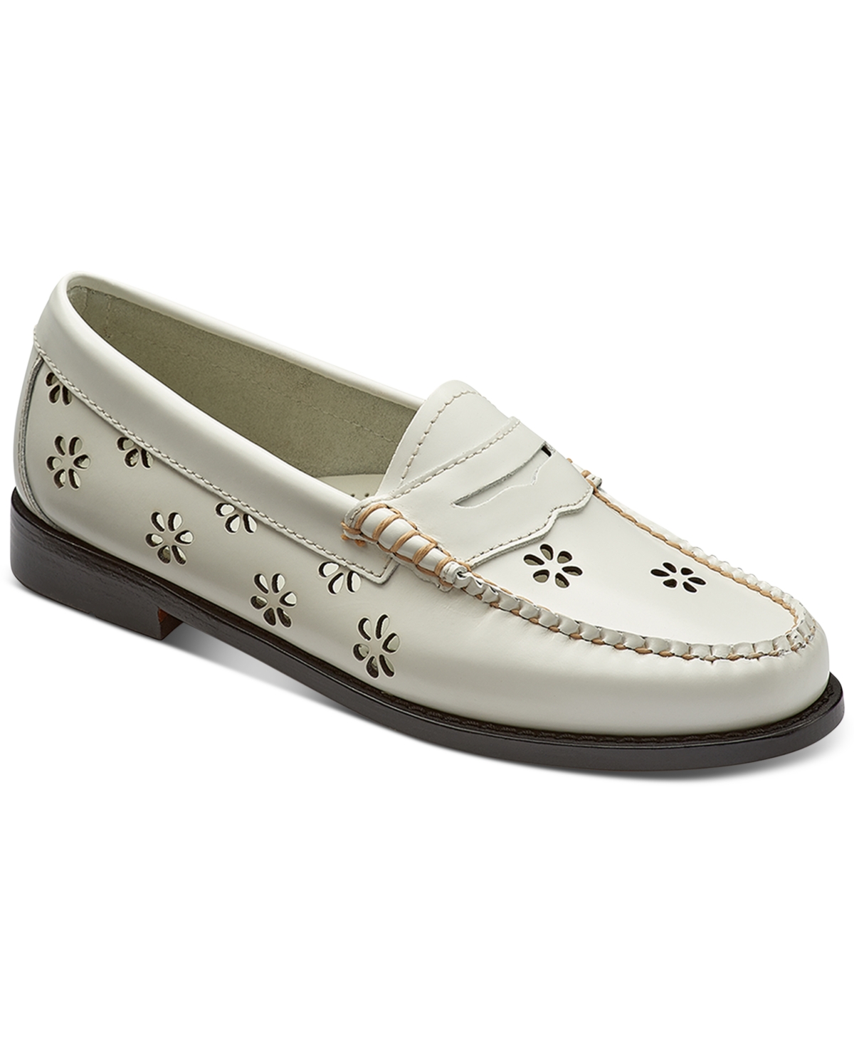 Gh Bass Women's Whitney Cutout Flower Loafers Women's Shoes In White