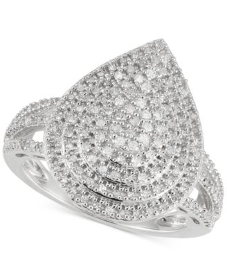 Macy's - Diamond Teardrop Cluster Statement Ring (1/2 ct. t.w.) in Sterling Silver
