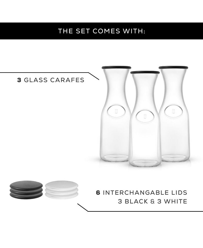 Glass Carafe for 4 Pack, 35 Oz Water Carafe with 6 Lids, 1 Liter
