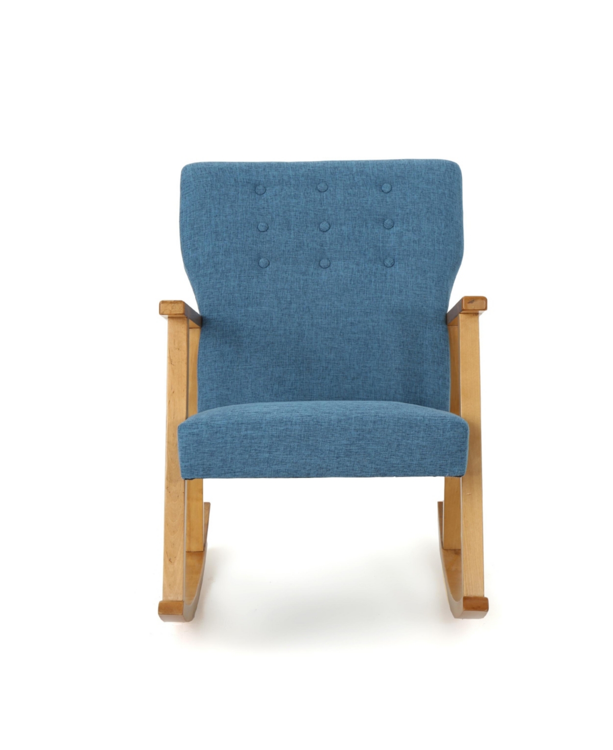 Noble House Harvey Mid Century Modern Rocking Chair In Muted Blue
