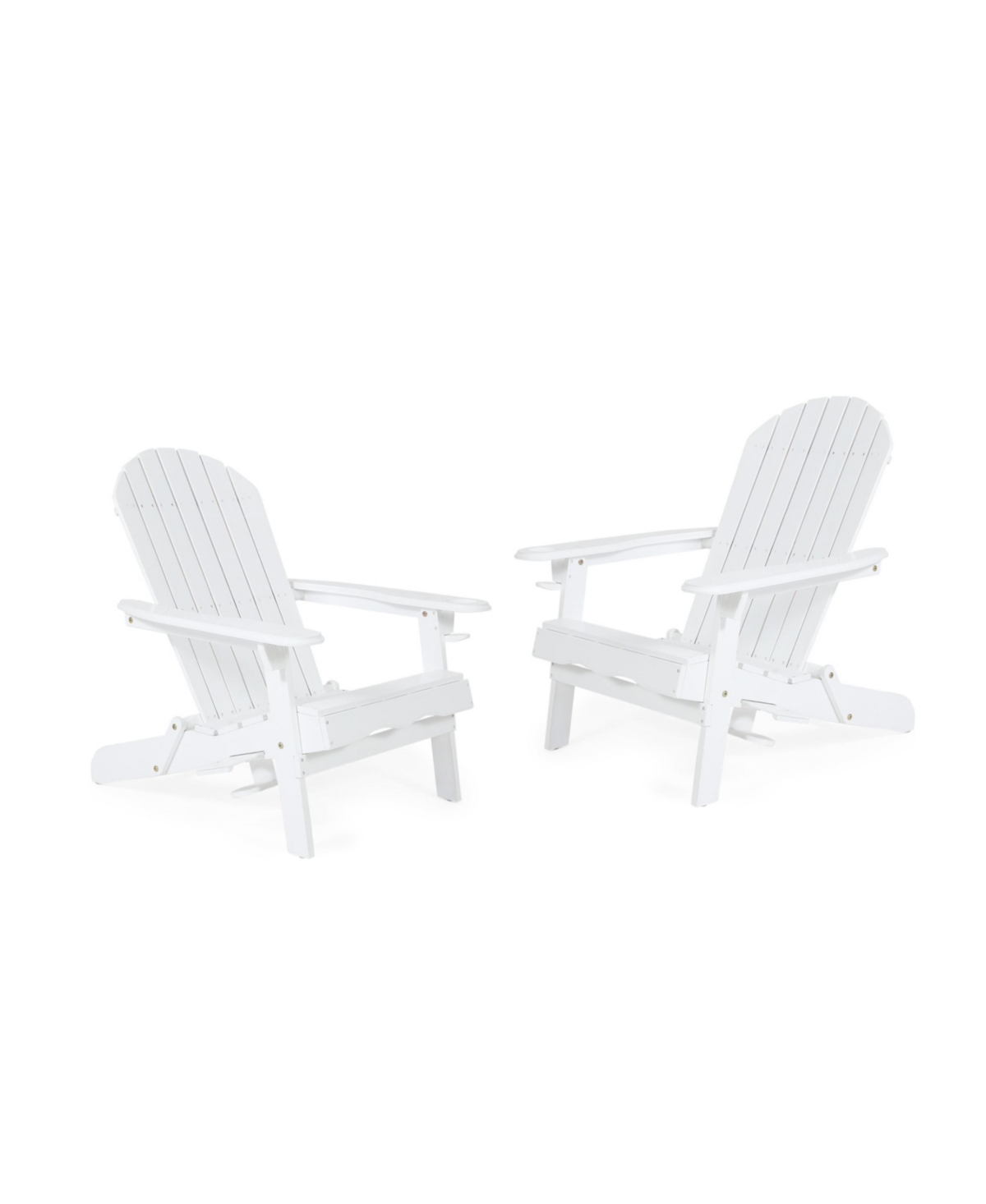 Noble House Bellwood Outdoor Folding Adirondack Chairs Set, 2 Piece In White