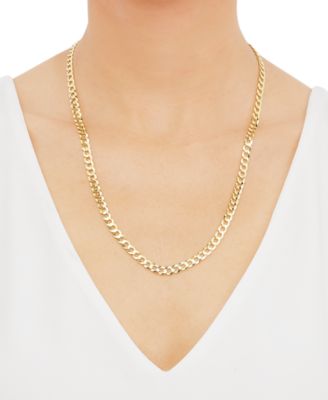 Concave Curb Link 20 Chain Necklace in 14k Gold-Plated Sterling Silver