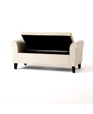 Keiko Contemporary Rolled Arm Storage Ottoman Bench
