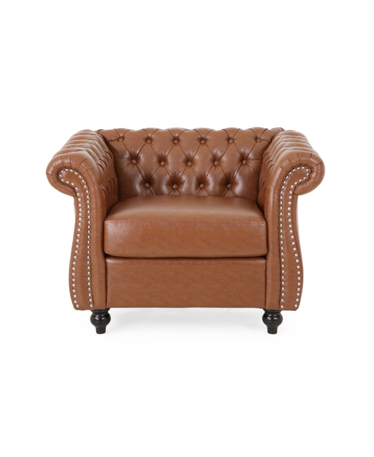 Noble House Silverdale Traditional Chesterfield Club Chair In Cognac Brown