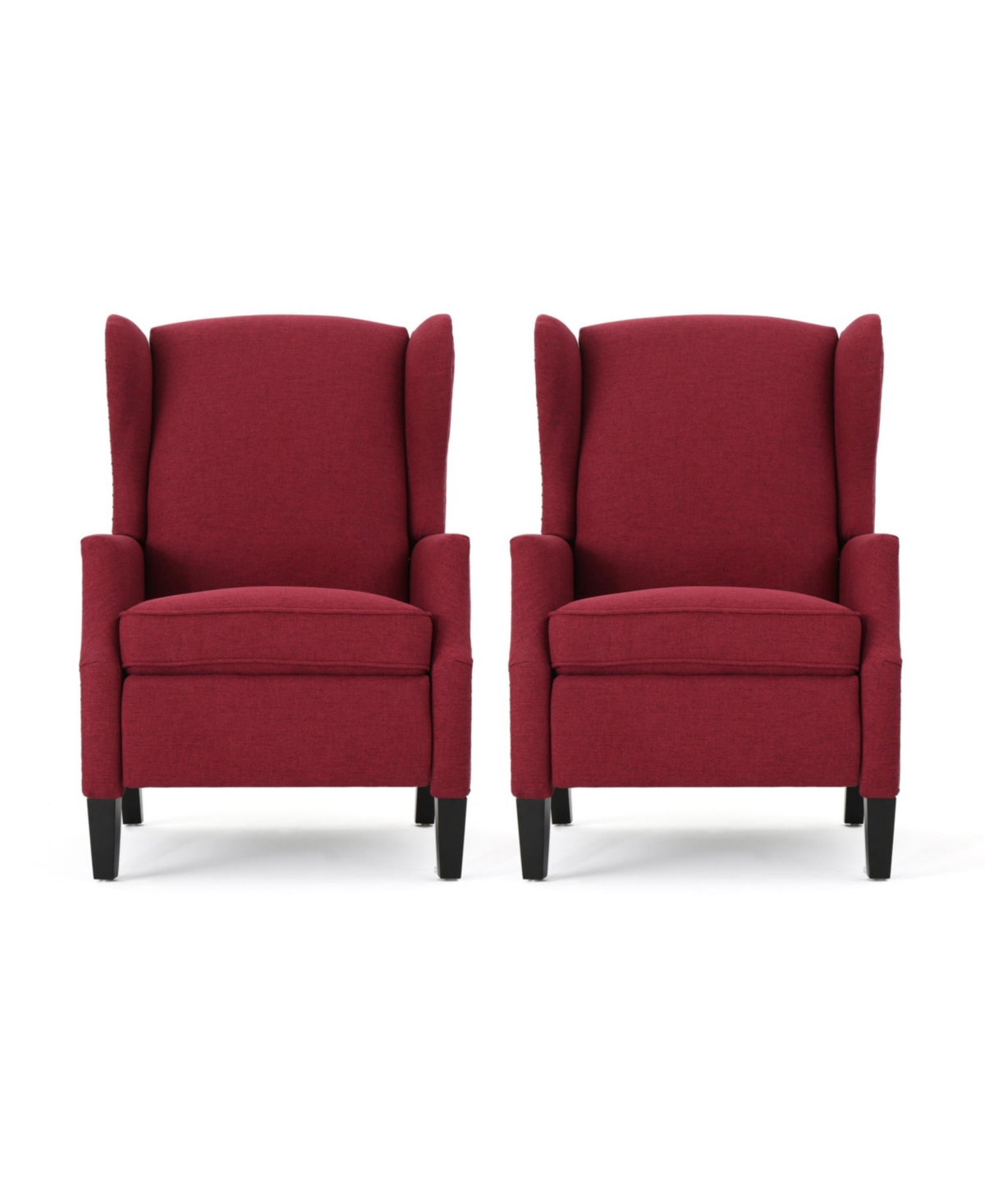 Noble House Wescott Contemporary Recliner Set, 2 Piece In Deep Red