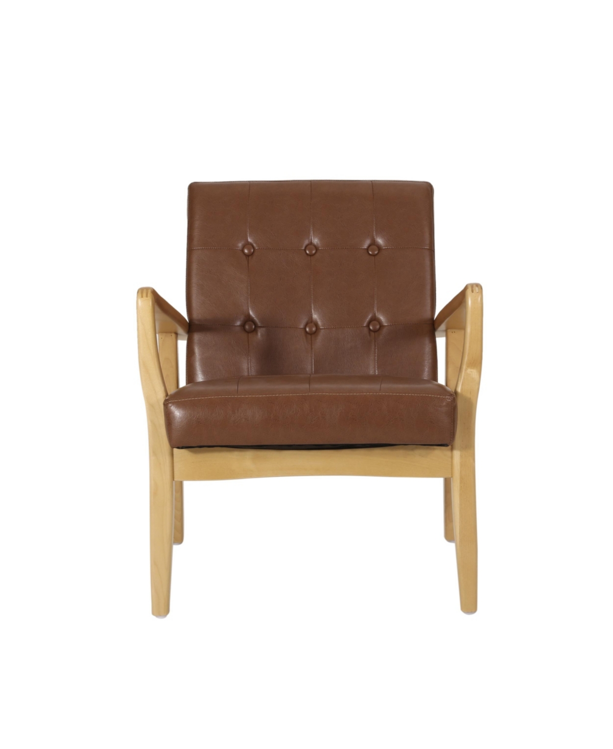 Noble House Marcola Mid Century Modern Upholstered Club Chair In Cognac Brown