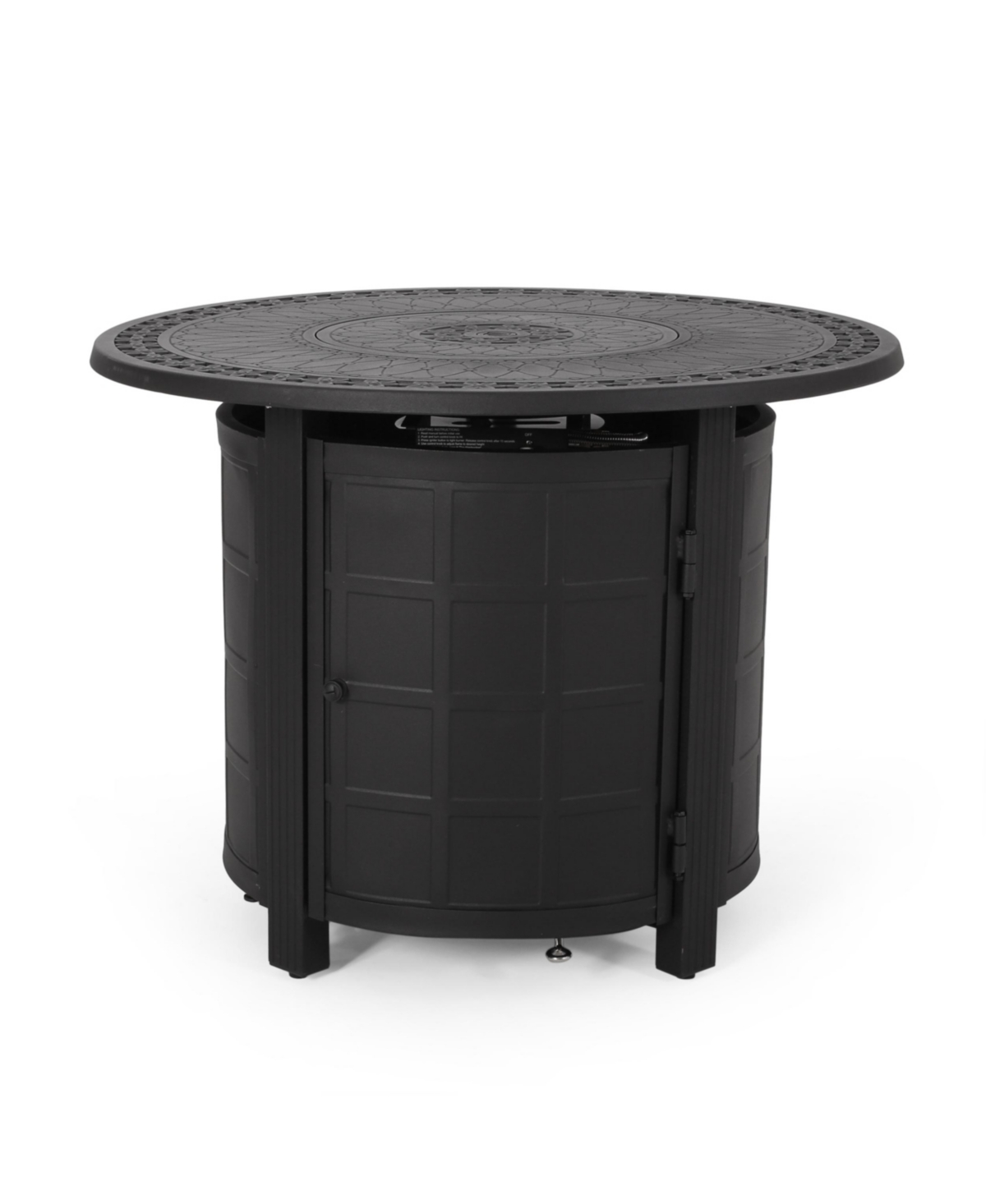 Noble House Boulder Outdoor Round Fire Pit In Matte Black