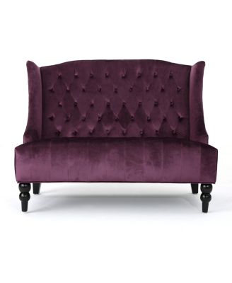 Leora Modern Glam Tufted Wingback Loveseat