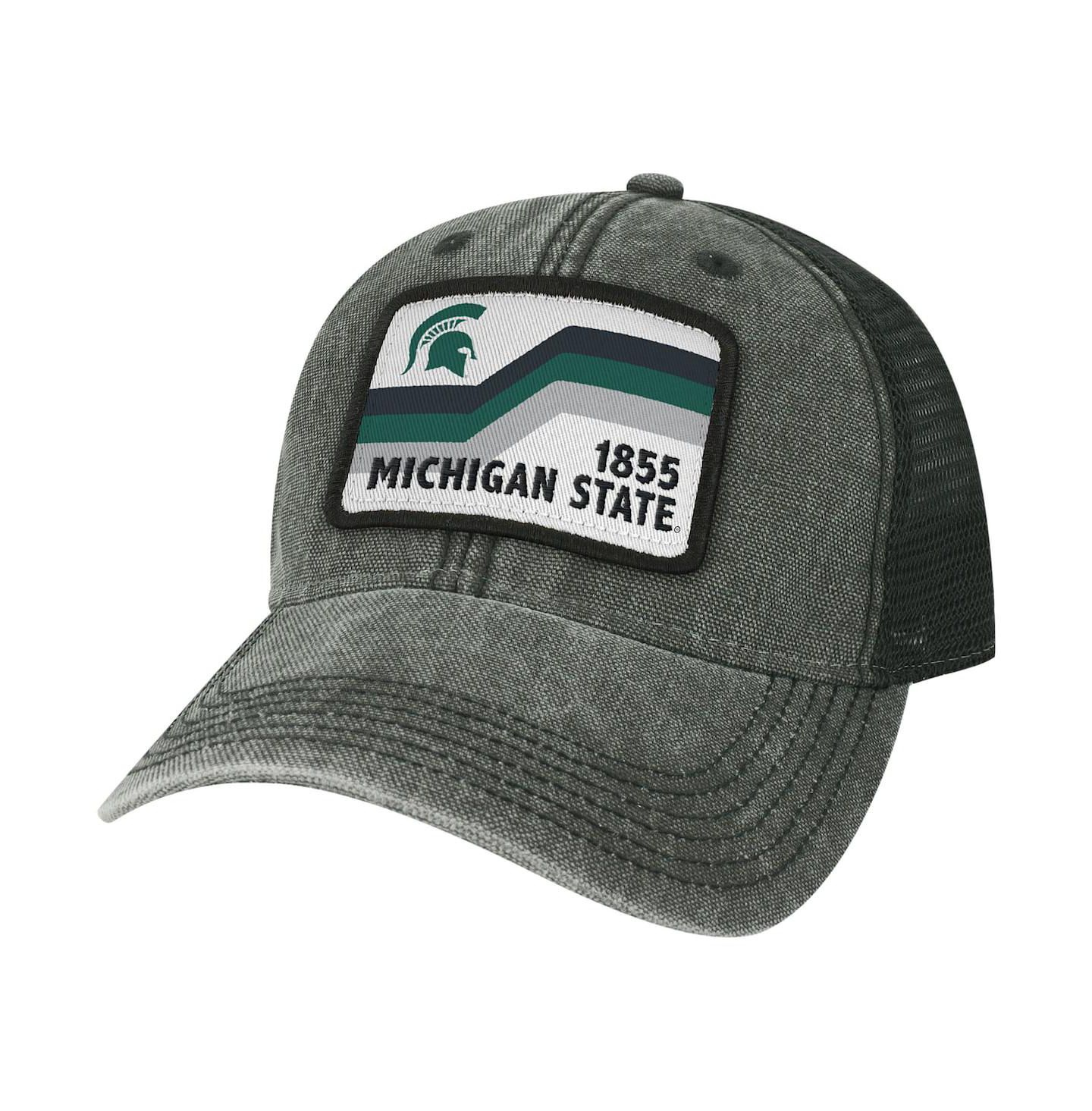 Мужская кепка Legacy Athletic Black Michigan State Spartans Sun & Bars Dashboard Trucker Snapback Hat — фото 1