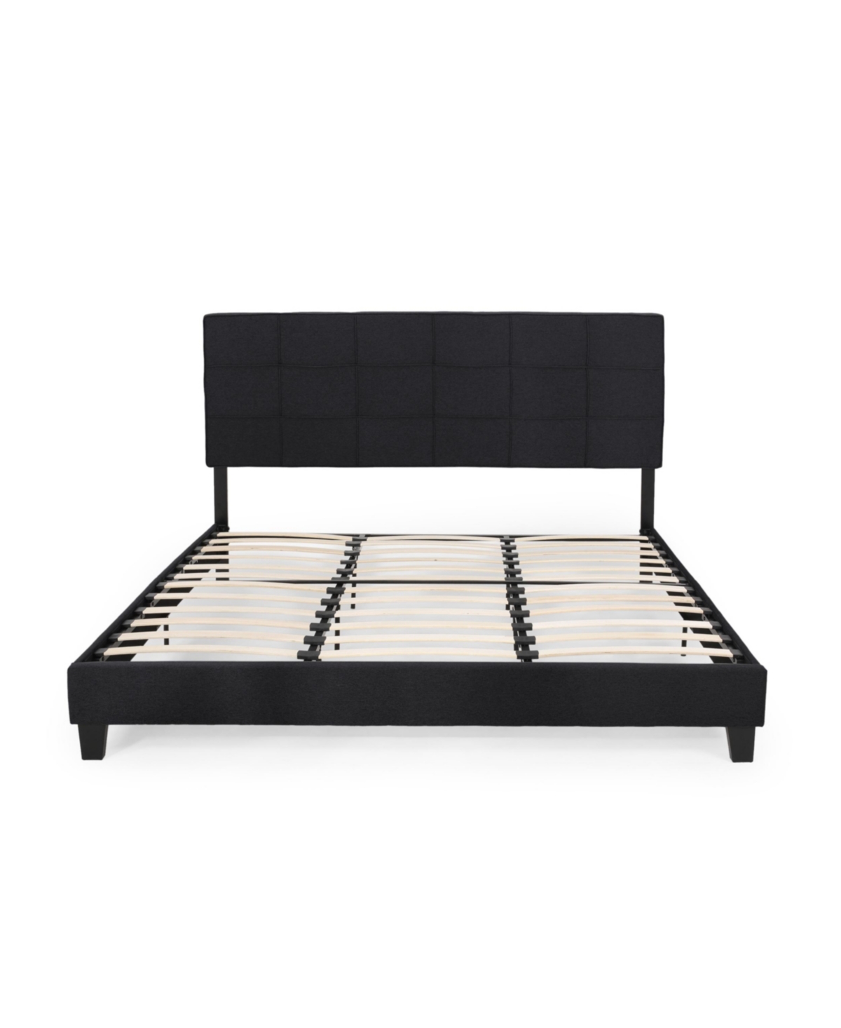 Noble House Eveleth Contemporary Upholstered Platform King Bed In Black