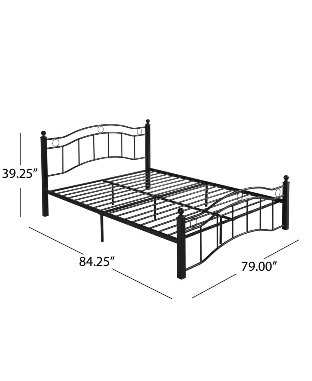 Noble House Bouvardia Contemporary Iron Bed Frame, King In Black