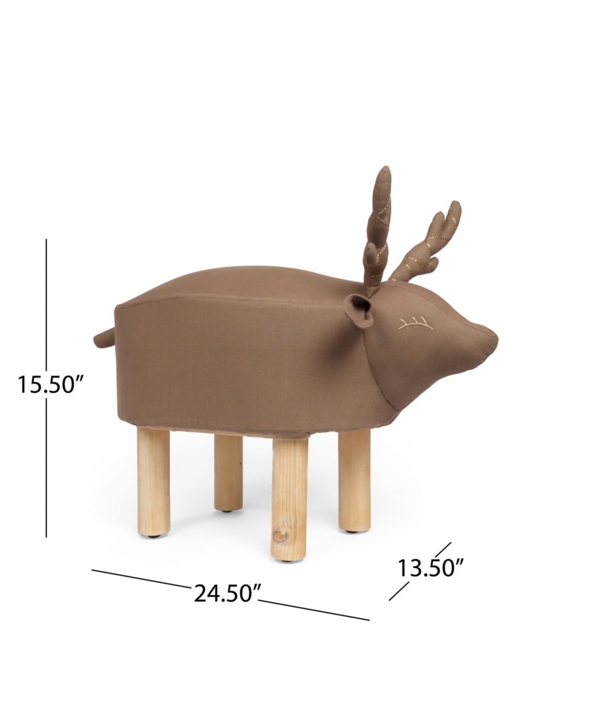 Noble House Elberta Contemporary Kids Deer Ottoman In Brown