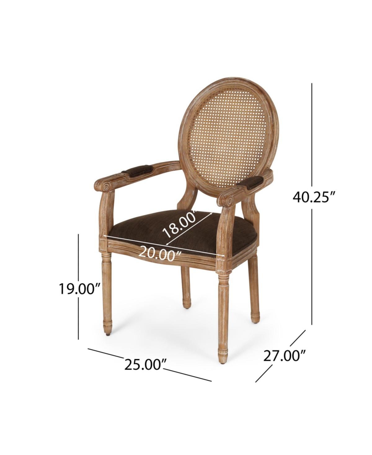 Noble House Judith French Country Wood And Cane Upholstered Dining Chair Set, 2 Piece In Brown