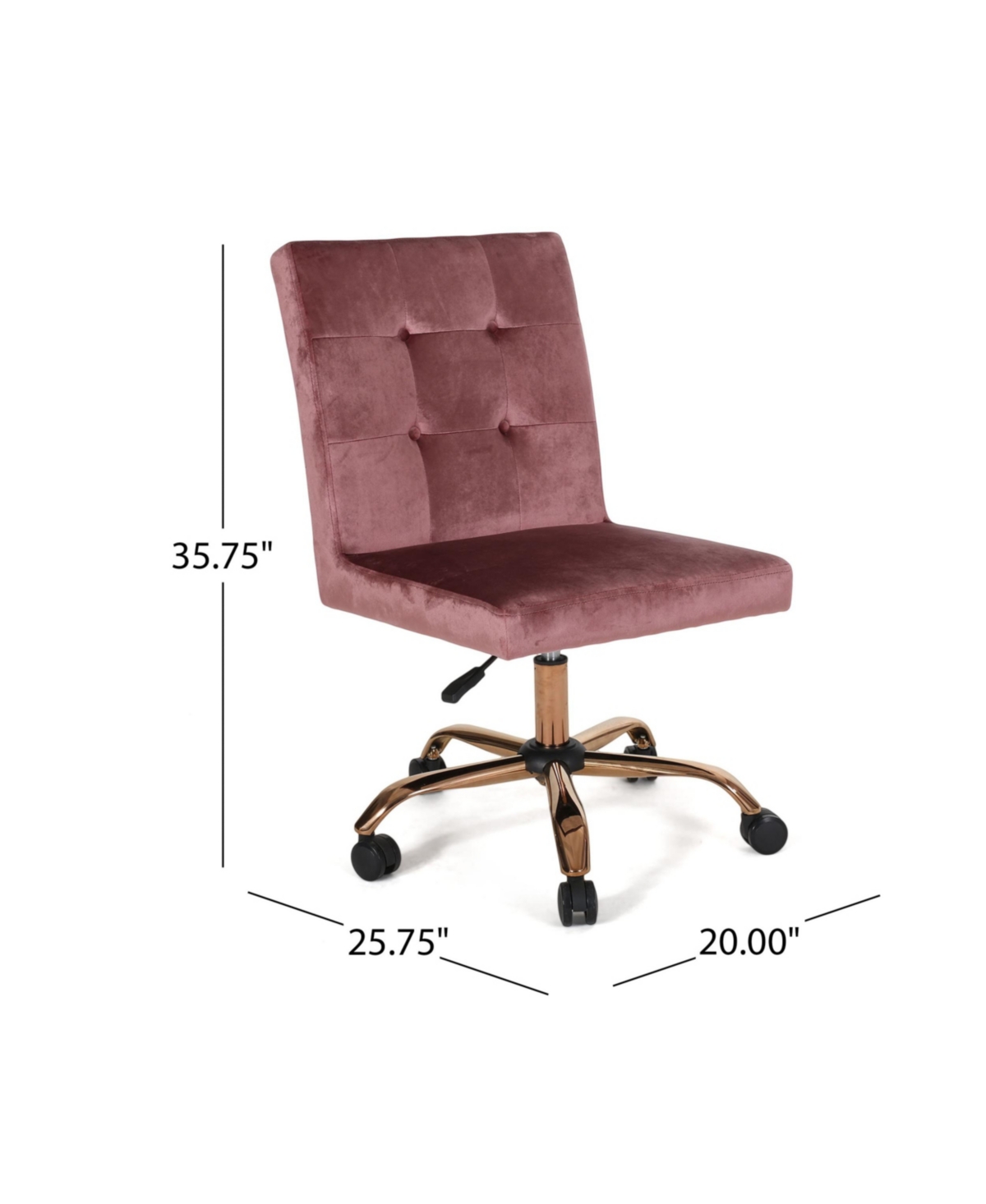 Noble House Centennial Glam Tufted Home Office Chair With Swivel Base In Blush