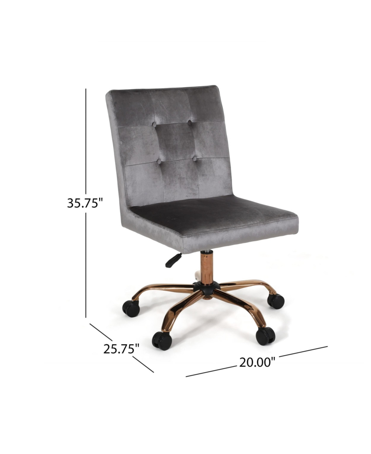 Noble House Centennial Glam Tufted Home Office Chair With Swivel Base In Smoke
