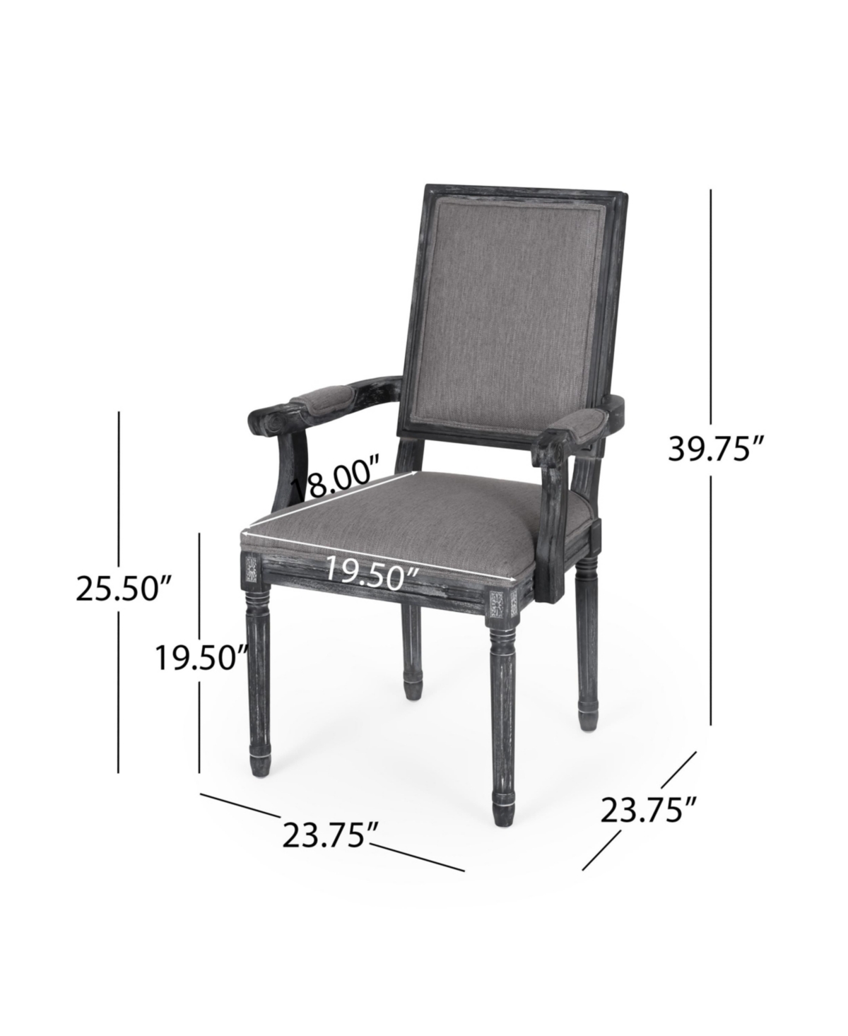 Noble House Maria French Country Wood Upholstered Dining Chair Set, 2 Piece In Gray