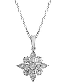 Diamond Cluster 18" Pendant Necklace (1/10 ct. t.w.)  in Sterling Silver, Created for Macy's