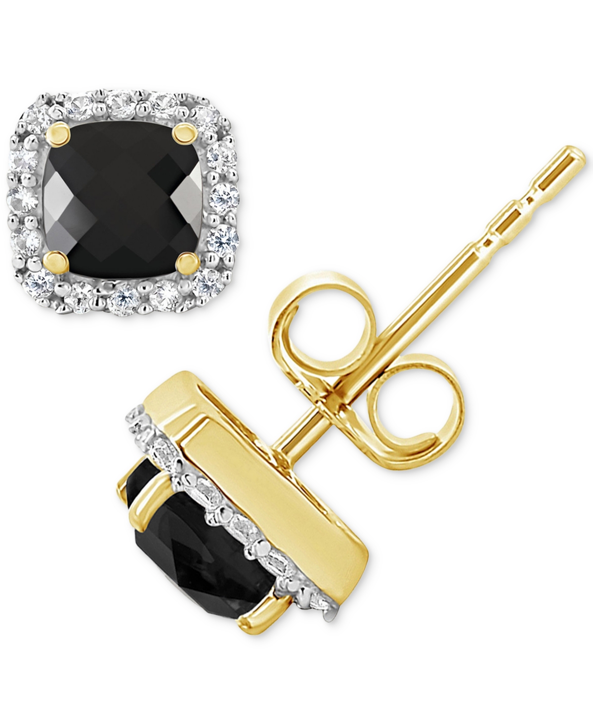 Macy's Cultured Freshwater Pearl & Lab-created White Sapphire (1/5 Ct. T.w.) Stud Earrings In 10k Gold (als In Onyx