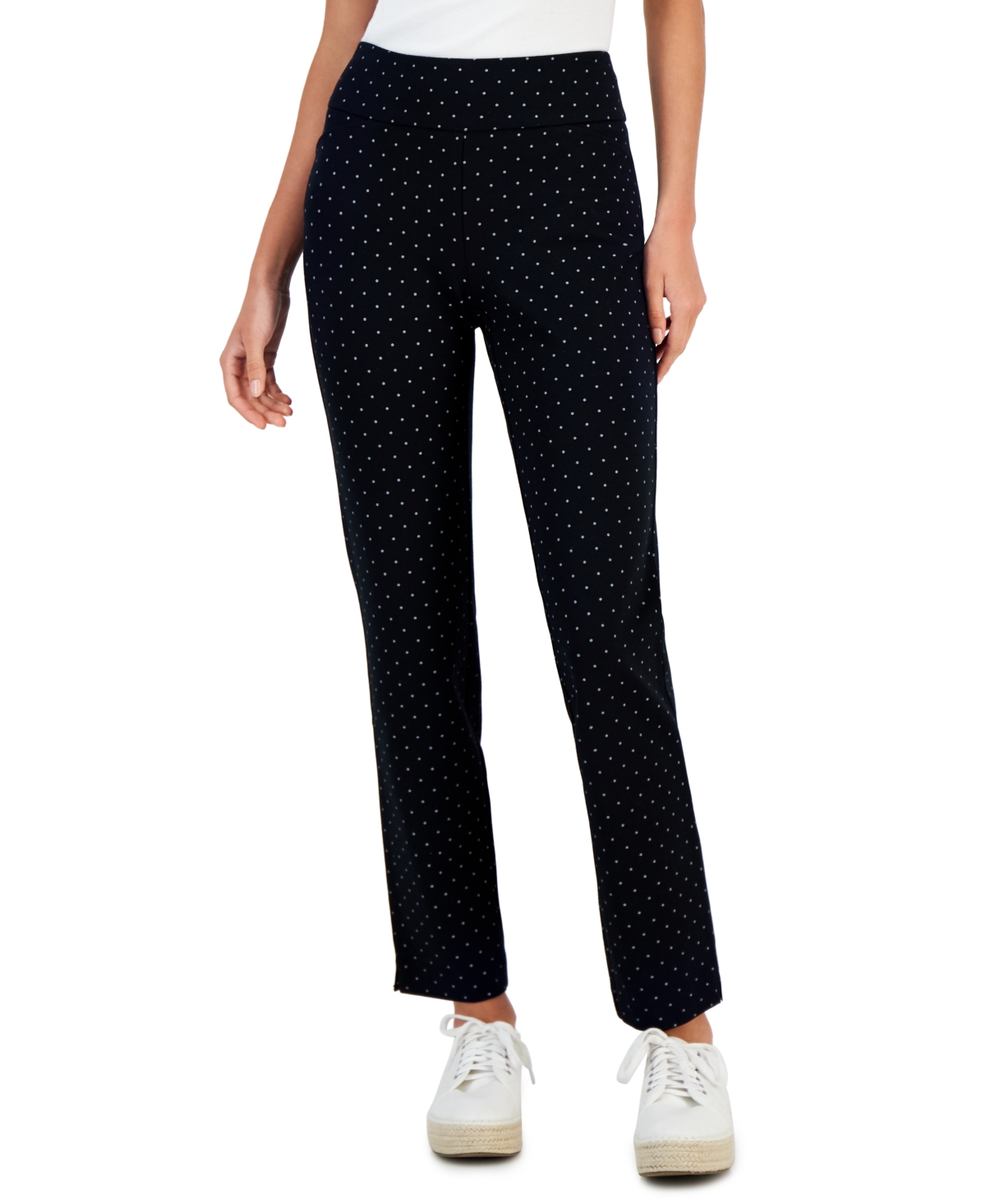 Charter Club Petite Dot-Print Cambridge Ponte-Knit Pants, Created for Macy's