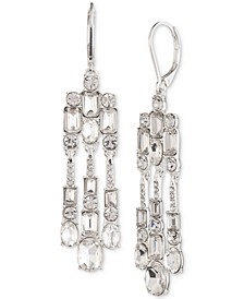 Silver-Tone Pavé & Multi-Crystal Chandelier Earrings