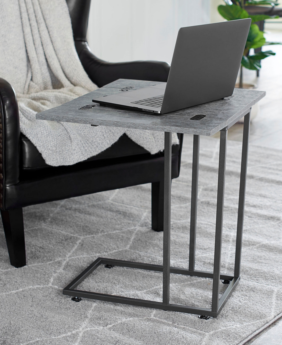 Household Essentials C Table With Fold Out Sides In Slate
